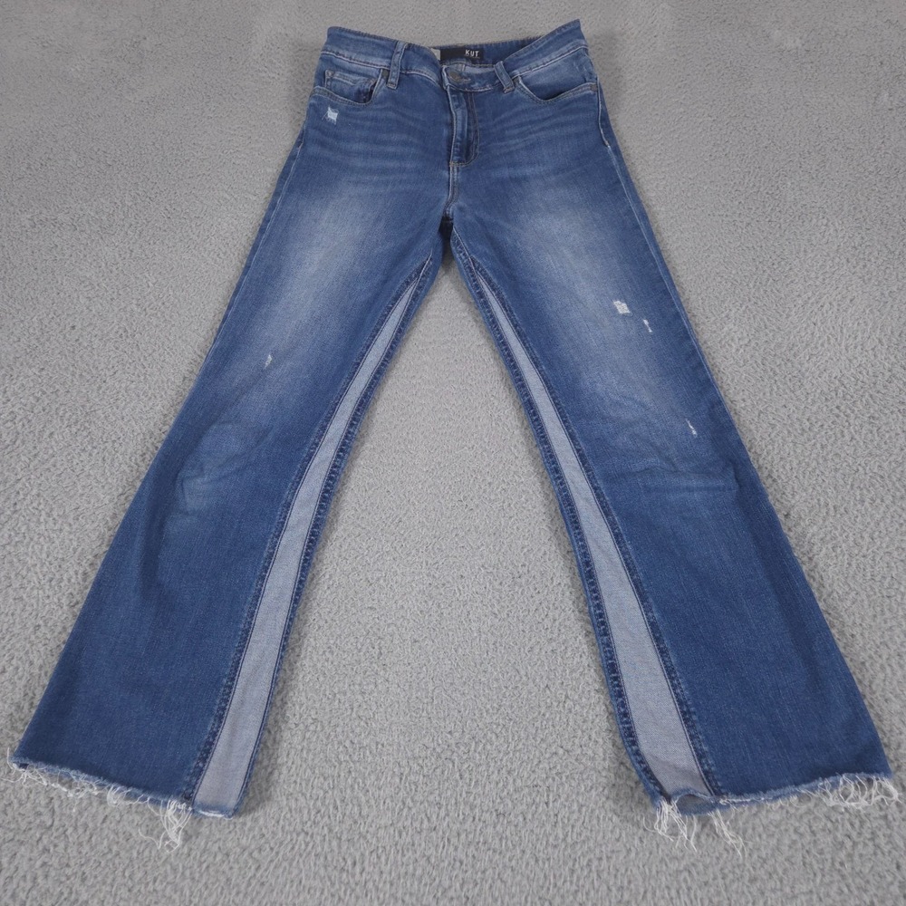 Kut From The Kloth Jeans Womens 0 Blue Kelsey High Rise Ankle Flare Denim Preppy